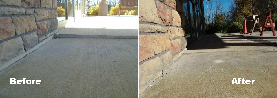 Before and after concrete lifting. Foam injection vs mud jacking.